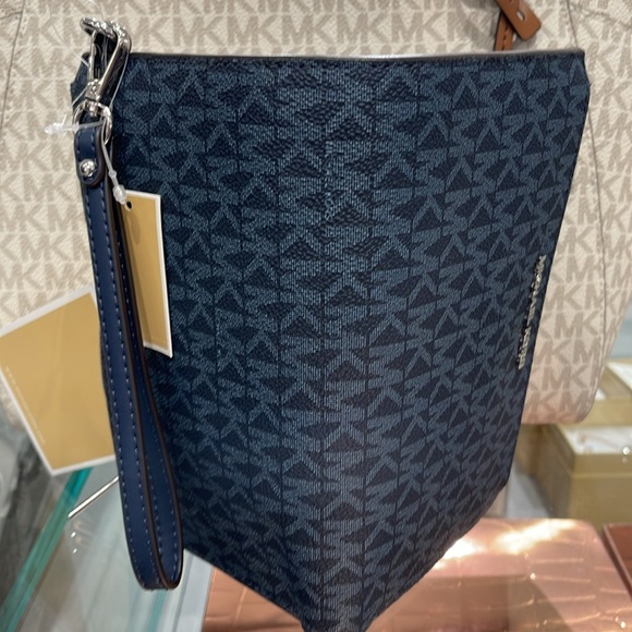 Michael Kors Jet Set Travel Large Double-Zip Wristlet-Wallet-PhoneHolder Admiral - Picture 8 of 16